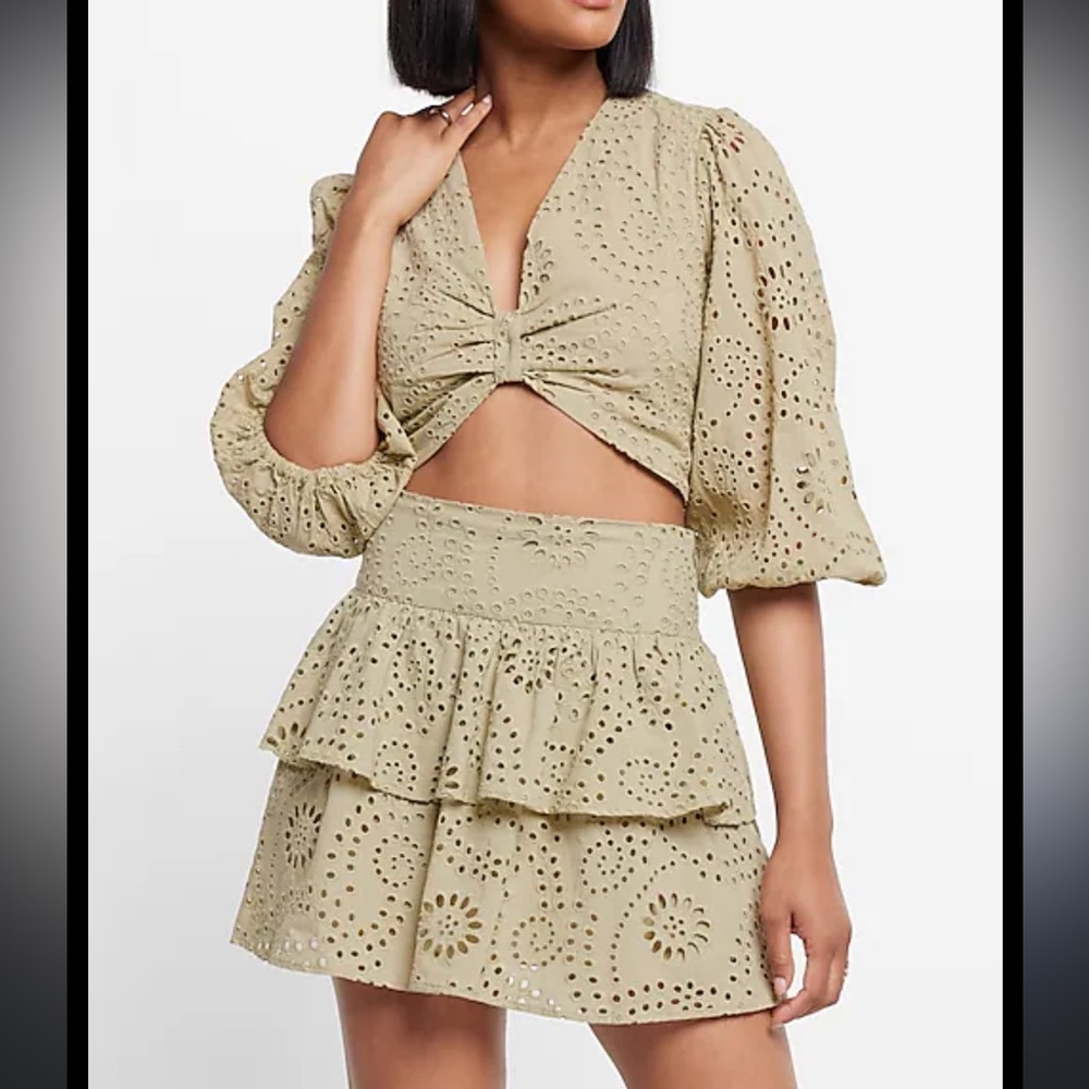 Eyelet Top and Skirt set